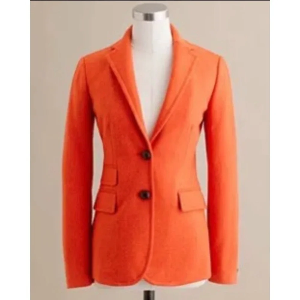 J‎ Crew Women's 100% Wool Blazer Herringbone Orange Sz 0P Classic Preppy